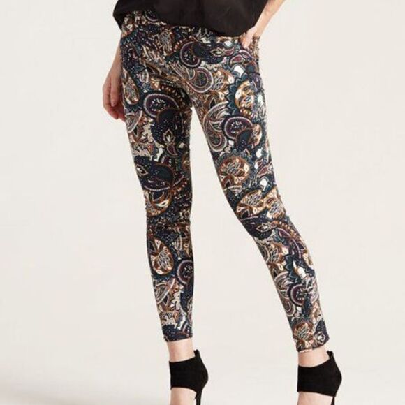 7 For All Mankind Ankle Skinny Paisley Jeans (24) - Picture 1 of 7